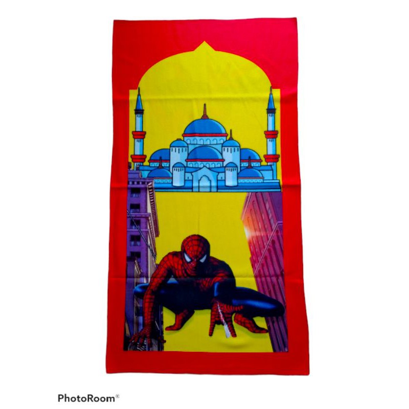 SAJADAH PRINTING ANAK LAKI LAKI DAN PEREMPUAN BISA CUSTOM NAMA-Spiderman