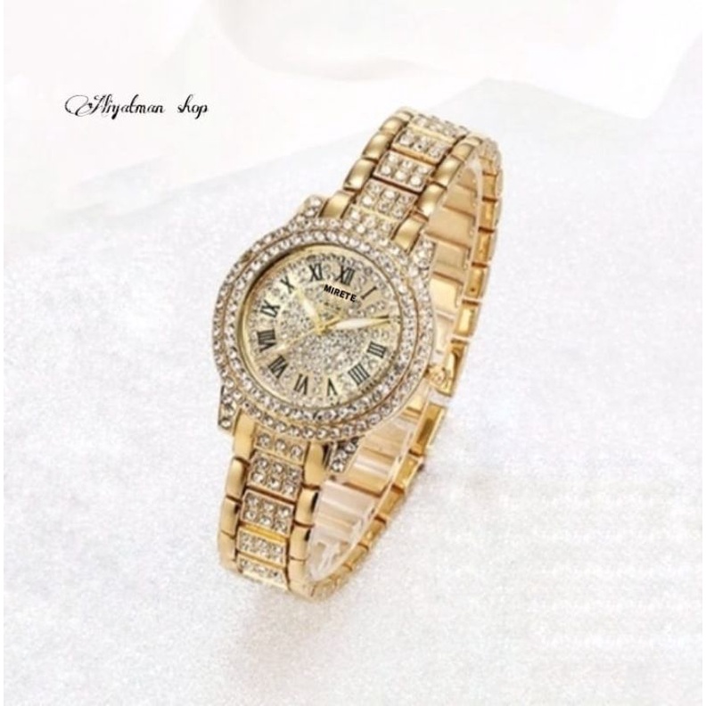 Jam Tangan Wanita Diamond FASHION MIRETE ORIGINAL Stainless Steel  Anti Air  dan Free Bubble_jam tangan wanita kasual permata bayar di tempat