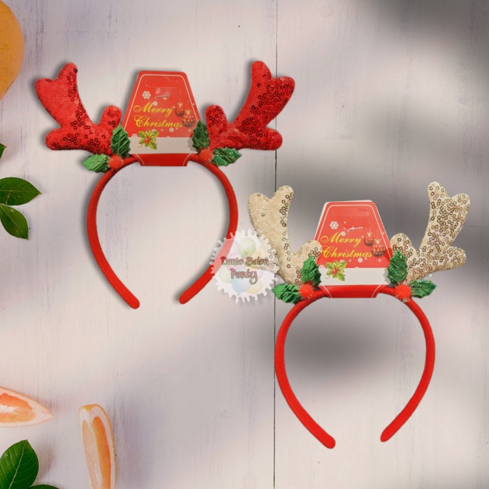 Bando Natal Tanduk Rusa Motek / Head Band Natal Merry Christmas