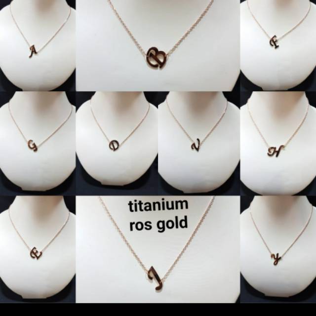 Kalung Titanium asli anti karat kalung Alphabet huruf Stainless steel Premium Quality 02939