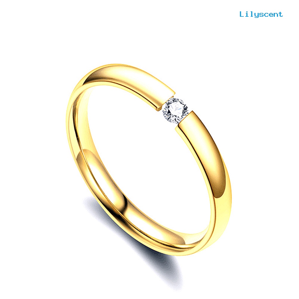 Cincin Bahan Stainless Steel Aksen Cubic Zirconia Untuk Pasangan