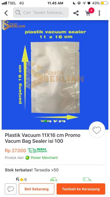 Plastik Vacuum 11x16 Cm Promo Vacum Bag Sealer Isi 100