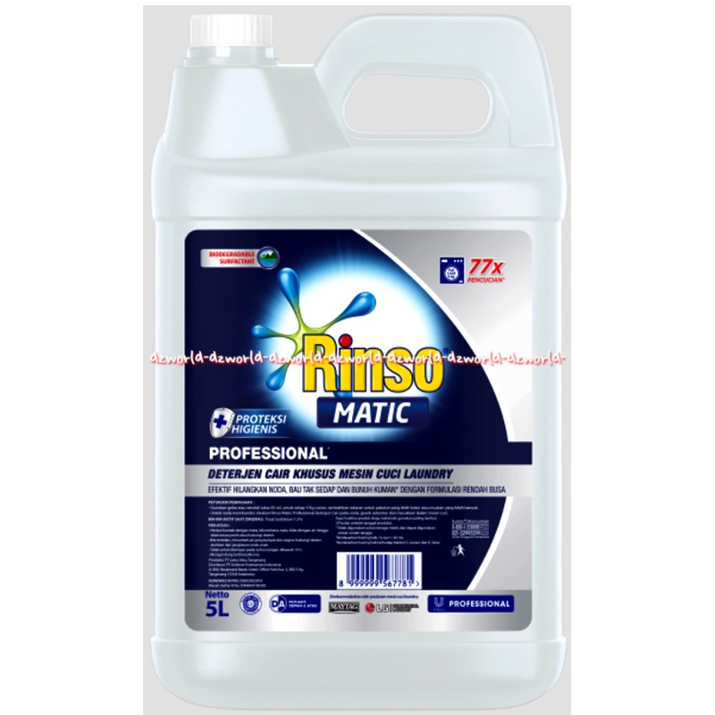 Rinso Matic 4.5L Liquid Detergent Detergen Cair Untuk Mesin Cuci Kemasan Jerigen Derigent Detergen Cair Khusus Mesin Cuci Laundry Rinso 4.5 Liter Rinsomatic Professional