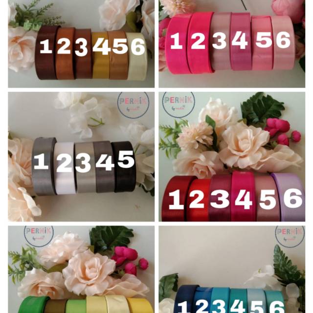 

Pita satin ukuran 0,5 cm s/d 2,5 cm