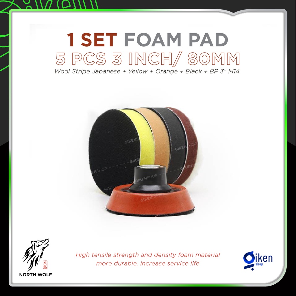 NORTH WOLF Foam Pad Poles 5 pcs 3 / 2 inch Compound Cutting Polishing