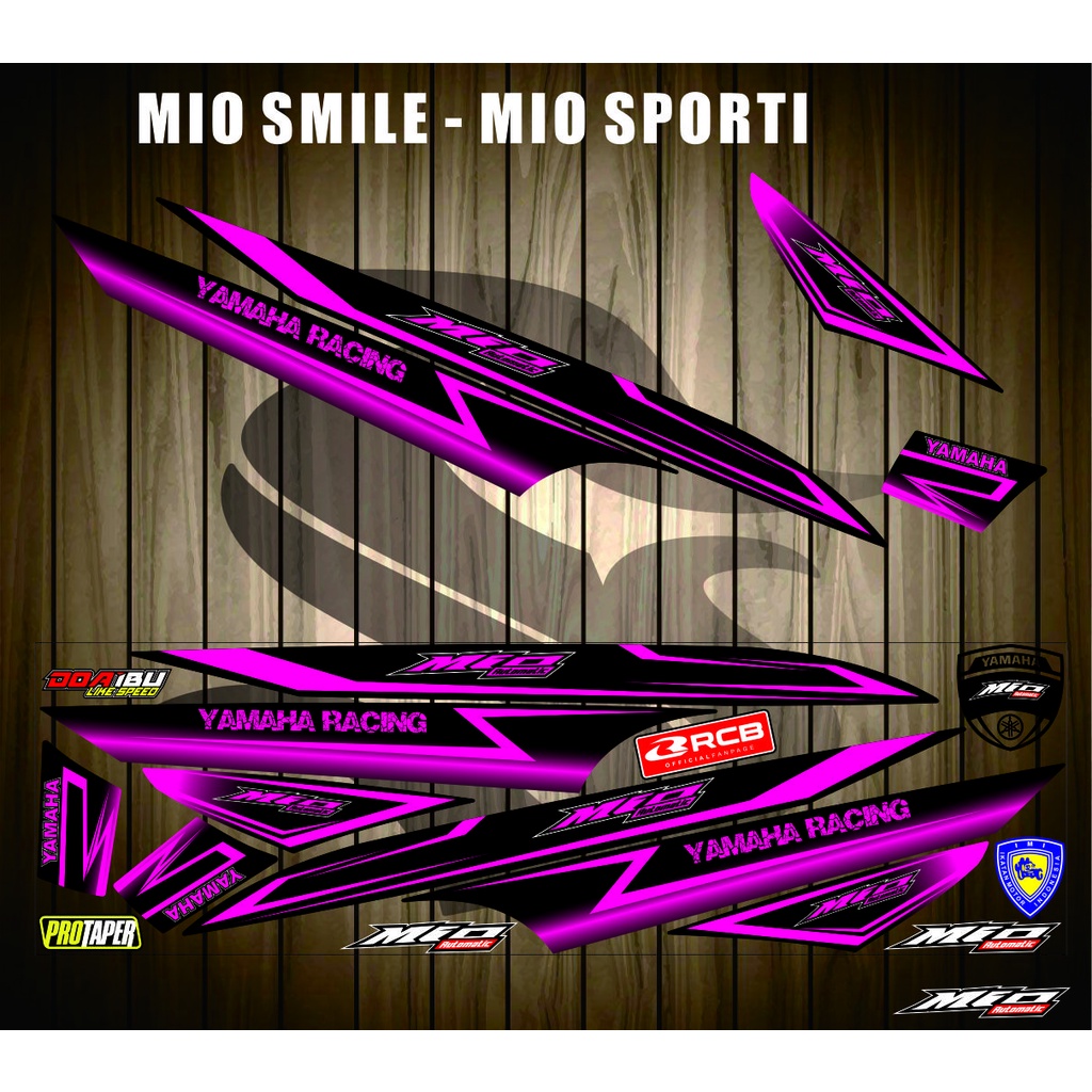 COD / ART CUSTOM VARIASI YAMAHA MIO SPORTY STICKER /STRIPING CUSTOM VARIASI NEW RACING UNGU/PINK
