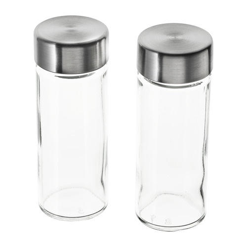 Set Stoples Kecil isi 2 pcs Bumbu Kaca Bening Tutup Baja Stainless Steel 100 ml Spice Jar