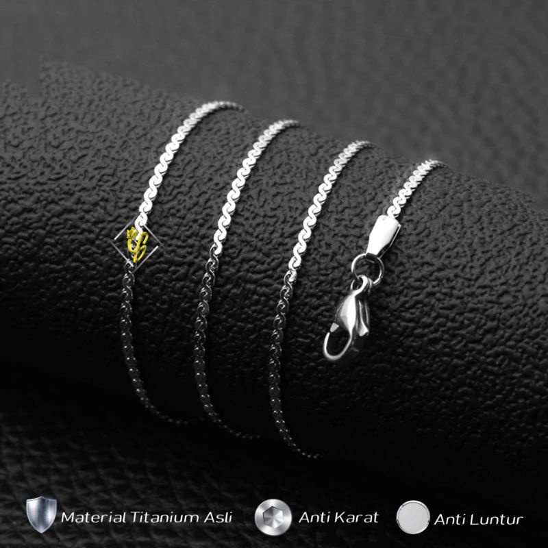 Kalung Pria Cowok Titanium Wanita Gold Emas Putih Silver Perak Asli Keren Anti Karat Selamanya