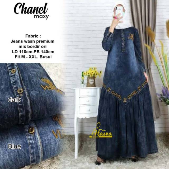 Chanel Maxi gamis jeans syantik Realpic banget Oriii hasna