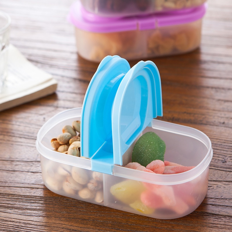 2Pcs/set Refrigerator Food Fresh-keeping Box / Double Compartment Covered Fruit Vegetable Food GrainStorage Box