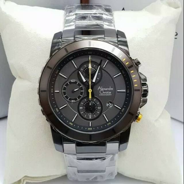 Jam Tangan Pria Alexandre Christie AC 6141 Black Grey Garansi Original