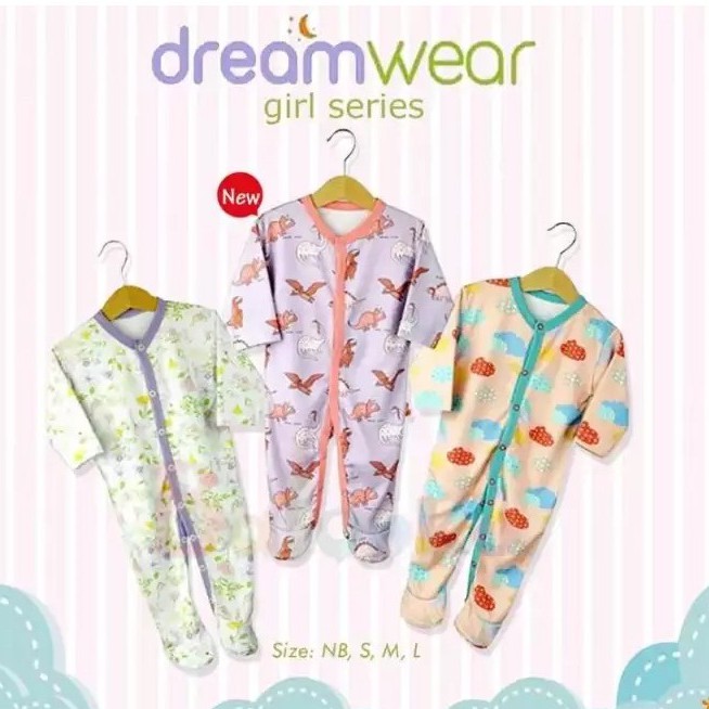 Velvet dreamwear jumper/ kancing depan tutup kaki &amp; buka kaki isi 3 PCS terbaru