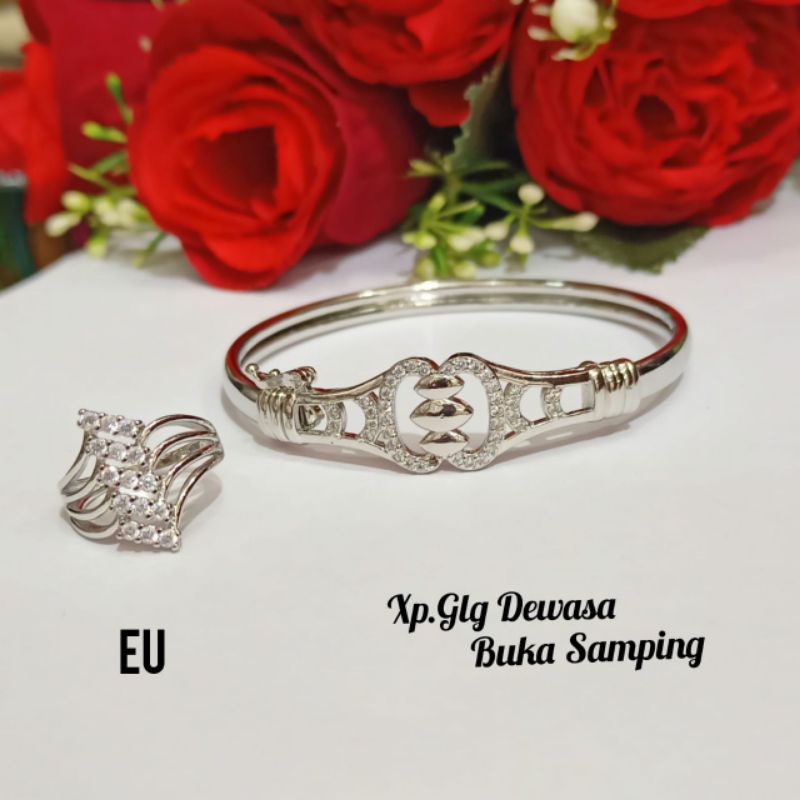 Gelang Dewasa Bangkok Gratis Cincin permata zircon antik menawan Gold&amp;Silver,tidak karat *COD*