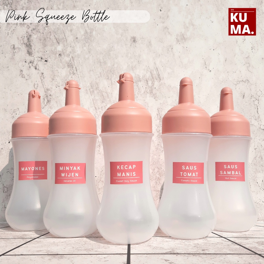 Botol Saus Pink Free Label Stiker 280ml Pinky Sauce Squeeze Bottle Kecap Sambal