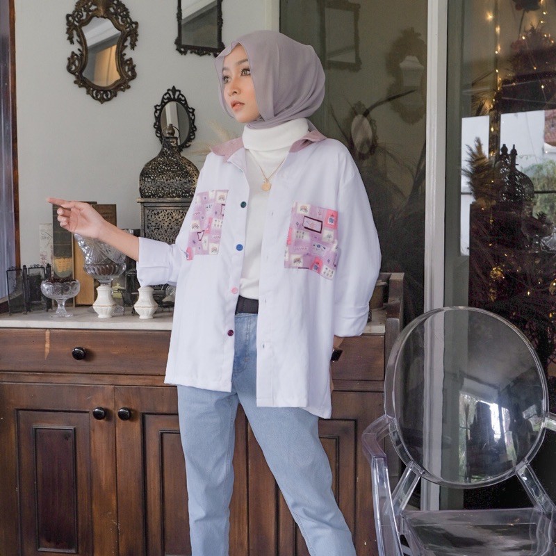 (LAST STOK) ORSA BLOCK COLOR PATTERN SHIRT | KEMEJA WANITA | PATTERN SHIRT-3