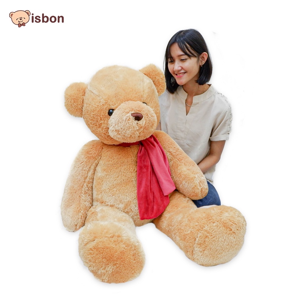 Boneka Beruang Jumbo Teddy Bear Istana Boneka Sit Teddy Tan With Syal