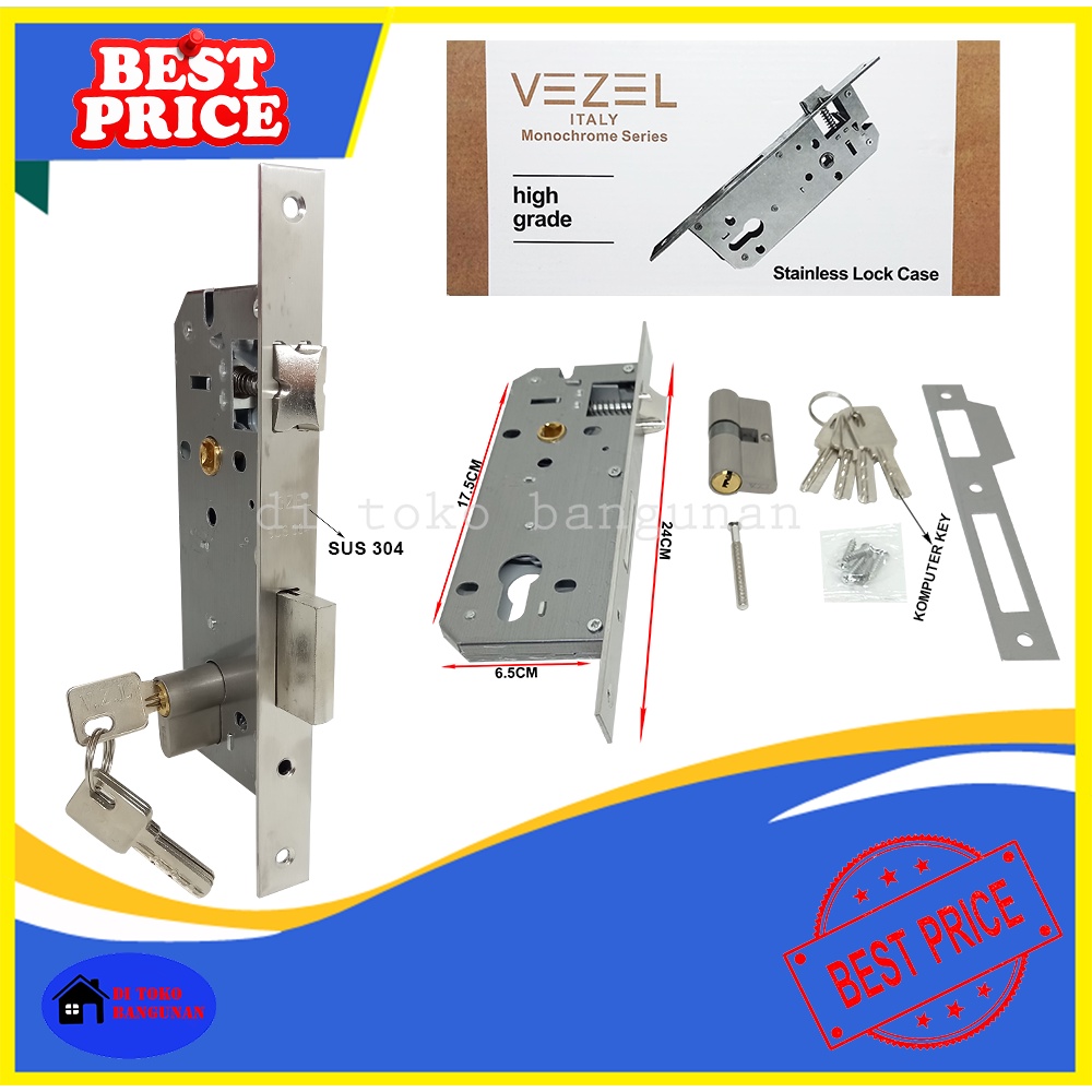 Bodi Kunci Pintu Lidah Stainless Steel SUS 304 Vezel Body Pintu Lidah Badan Gagang Pintu