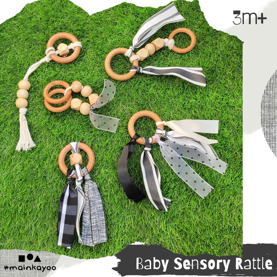 Baby Rattle - Aesthetic Montessori Wooden Baby Rattle Teether Sensory Toys #mainkayoo