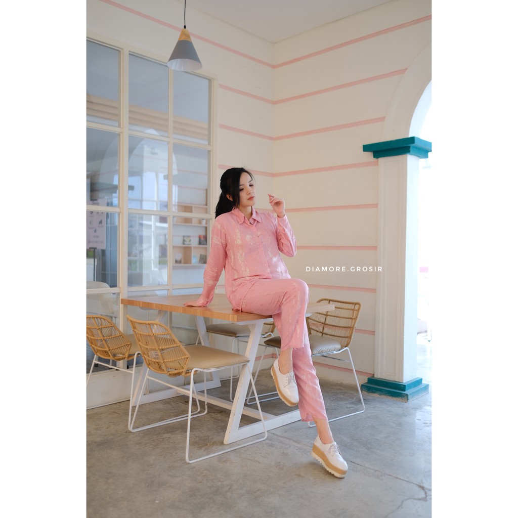 BLOOMS DAILY ONE SET / TIE DYE ONE SET RAYON / STELAN PIYAMA WANITA-6