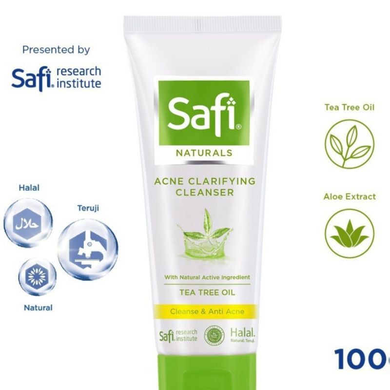 SAFI White Natural Tea Tree Oil Anti Acne Cleanser 50g dan 100g