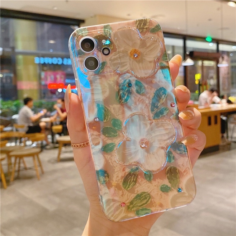 Peach Color Flower Softcase iphone 7/8+ XS XS Max XR 11 Pro Max 12 Pro Max 13 Pro Max