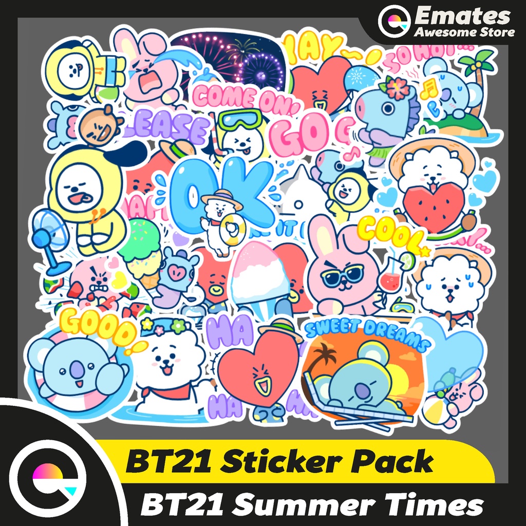 

[ISI 25 PCS] Stiker Sticker BT21 Summer Time | Stiker Aesthetic Sticker Lucu