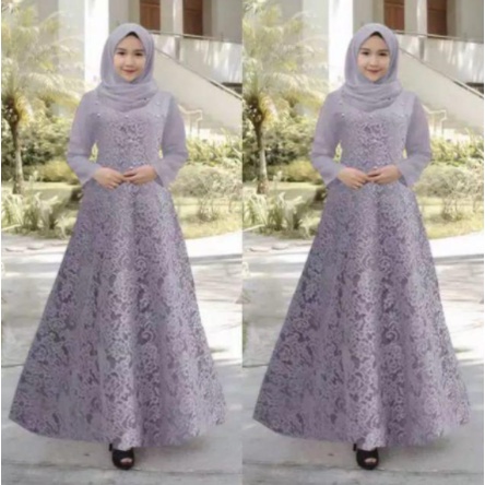 GAMIS BRUKAT GUCHIKA TULANG TIMBUL GLITTER UKURAN JUMBO M L XL XXL / GAMIS BROKAT GUCHIKA BIGSIZE XX