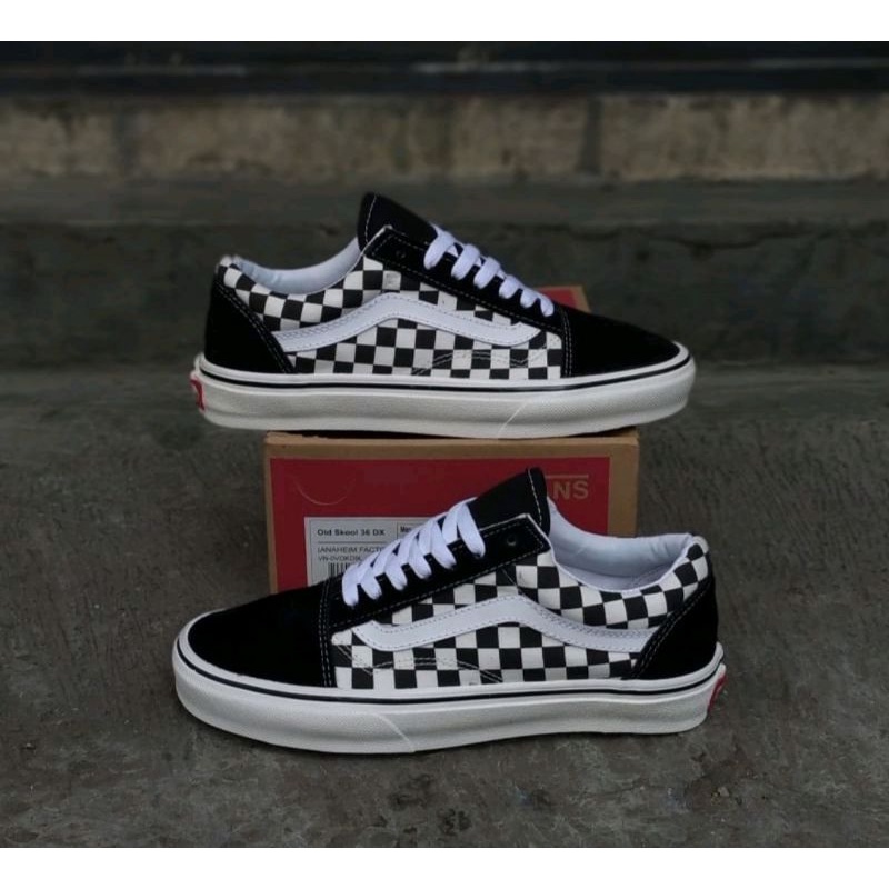 SEPATU WOLF X VANS AUTHENTIC FULL BLACK HITAM POLOS WHITE PUTIH OLDSKOOL ERA SK8-Hi  GUM OG CHECKERBOARD CATUR