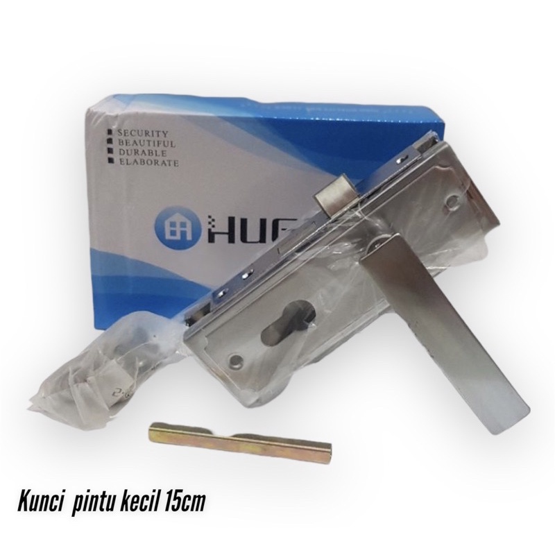 Kunci pintu kecil stainless komplit plat Hugo