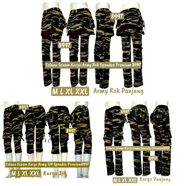  Celana  Senam  Kargo Army Rok  spandex premium 8997 kargo 