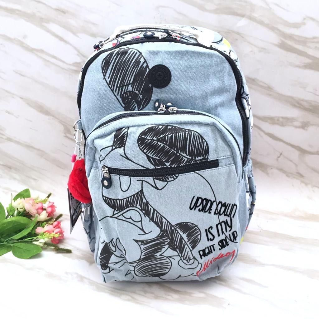 Tas Ransel Kipling Disney Mickey Mouse Seoul GO Large Backpack ORI 15 inch Sekolah jalan Travel Baju