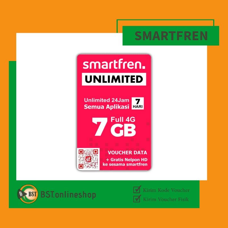 Voucher Kuota Smartfren  7 GB Unlimited 7 Hari Kirim Fisik/Kirim Kode Via Chat Shopee
