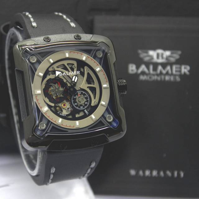 Jam Tangan Pria Balmer B 7982 Black Automatic Leather Kulit Original Murah