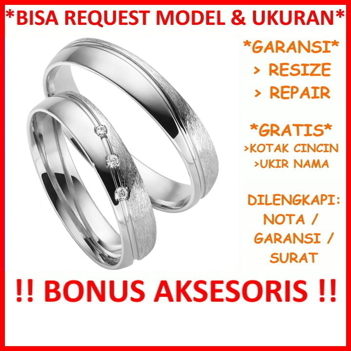 Gratis Ukir Nama Garansi Silver Asli Bisa Pesan Model Cincin Kawin Couple Perak Tunangan Nikah Id544