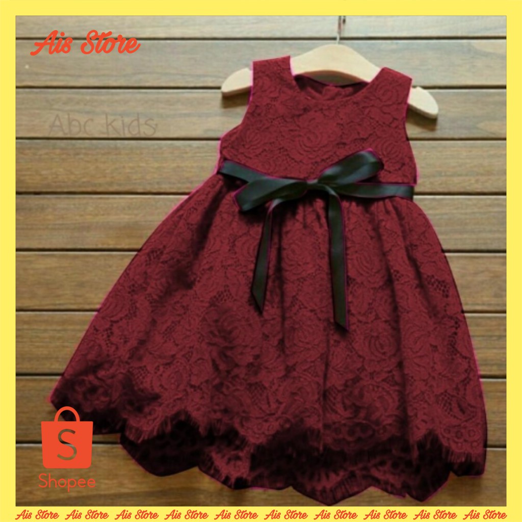 Baju ANak Cewek Dress anak perempuan umur Usia 2 3 4 tahun Brukat Murah Dress Pesta Imlek Lebaran