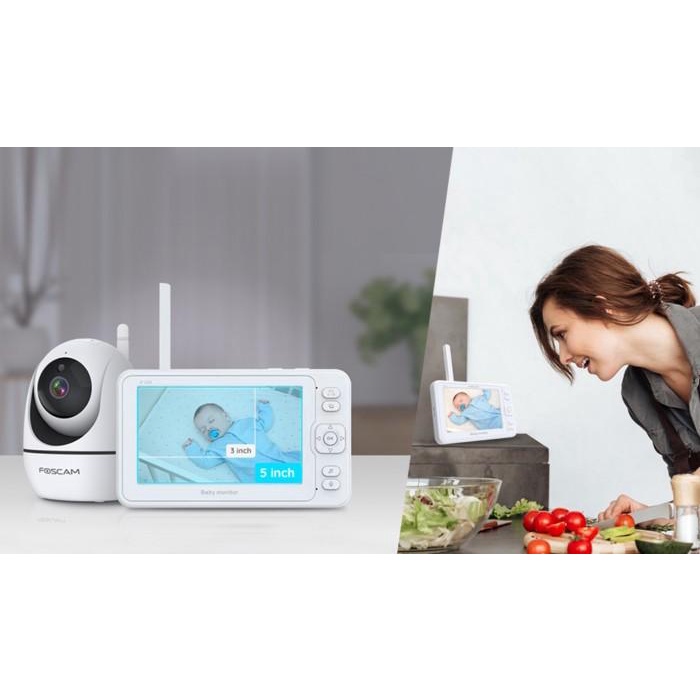 Baby Monitor Wireless Foscam 2MP Layar 5" Monitor Bayi Praktis Garansi