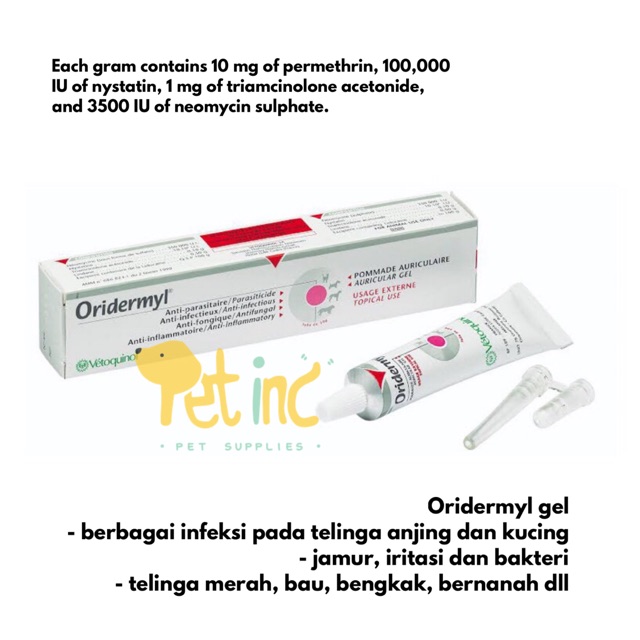 Oridermyl earmite gel telinga untuk anjing dan kucing