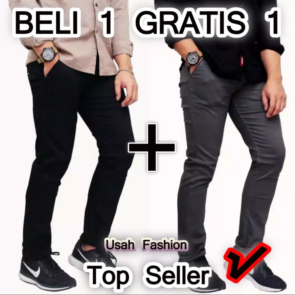 Jual PROMO CELANA PANJANG CHINOS PRIA BELI 1 GRATIS 1 Shopee Indonesia