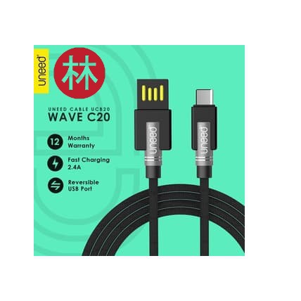 UNEED UCB20C Data Cable Type-C USB Fast Charging 2.4A 1M - Black