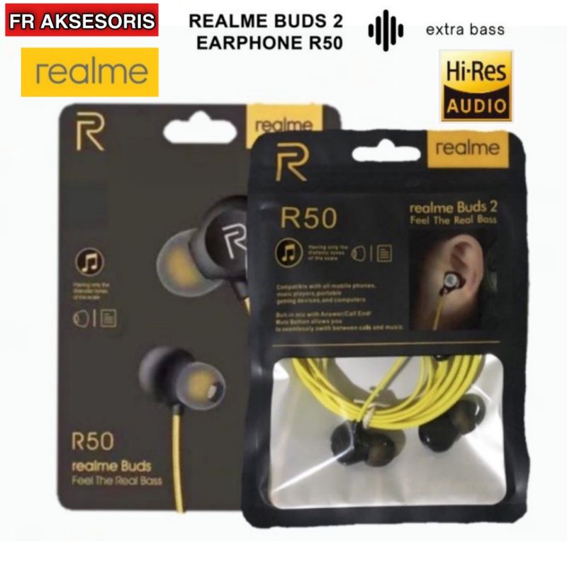 Headset Realme Buds 2 R50 Earphone Realme Buds Hd sound Bass with mic
