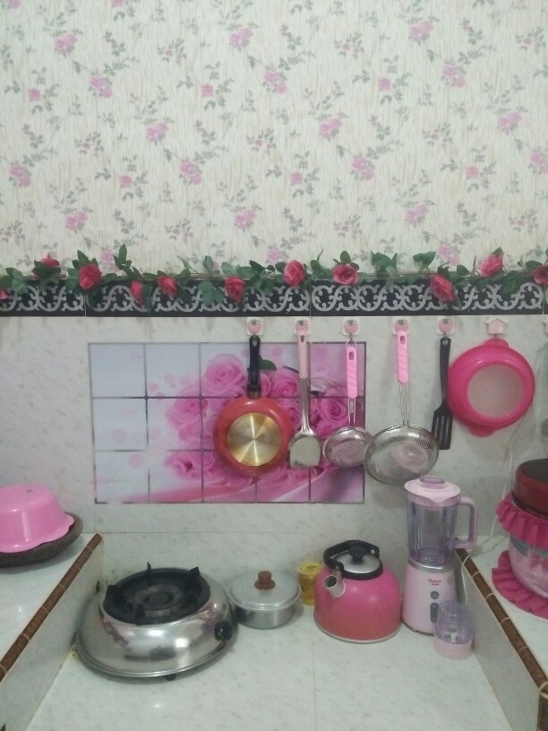 Wps206 Soft Pink List N Purple Flower Walpaper Stiker Wallpaper Sticker 45cmx5m