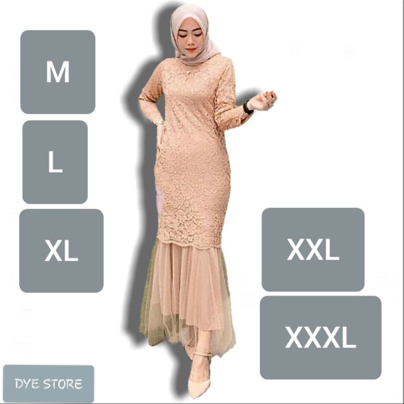 MAXI DRESS DUYUNG M L XL XXL XXXL JUMBO GAUN PESTA SERAGAM GAMIS BRUKAT KEBAYA BROKAT