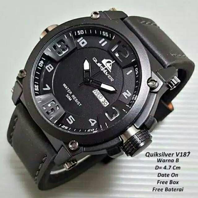 Jam Tangan Pria Sporty Quicksilver Day Date Aktif Strap Kulit