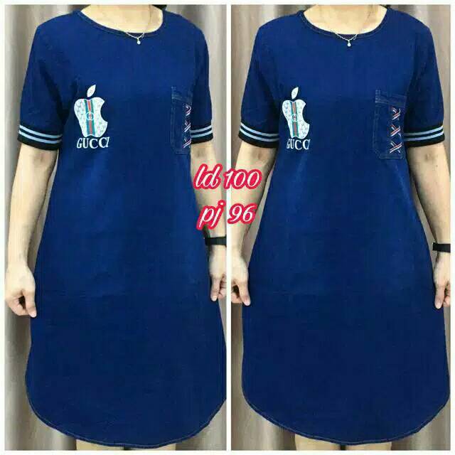 DRESS JEANS ORI JUMBO Pakaian Wanita Baju Jeans Bigsize Dress Jeans