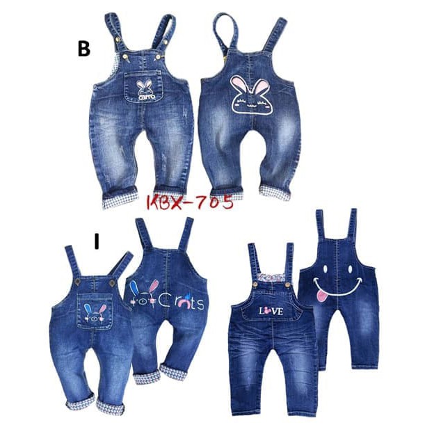 Celana Jeans Overall Jumpsuit Baju Kodok Anak Perempuan Love