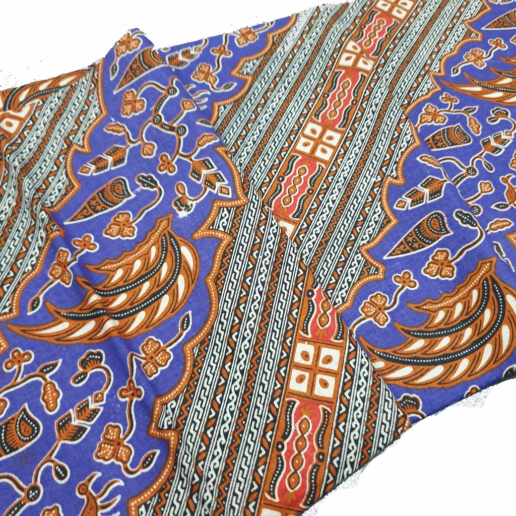 KAIN BAHAN BATIK KATUN FLED Motif Parang Ungu KOMBINASI