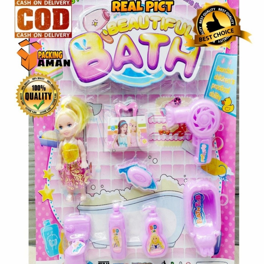 MAINAN BATH TUB SET + BONEKA MAINAN BAK MANDI MAINAN ANAK PEREMPUAN