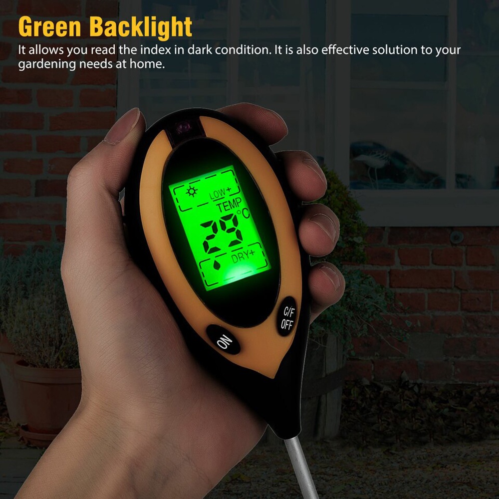 Moisture Meter PH Levels Temperature Sunlight Intensity Humidity Tester For Plant 4 In1 Meter