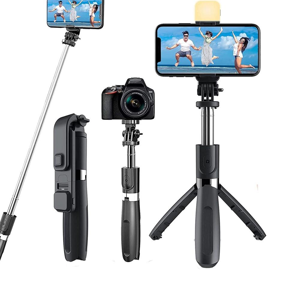 {MURMER} < HM8 > Selfie Stick Tongsis Bluetooth Tripod 3 In 1 R1 MACARON / R1-S LED MACARON Tripod B