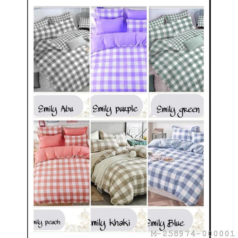 SPREI EMILY KOTAK KATUN MICRO VYRJ-678Sprei emily: Emily peach, Emily green, Emily khaki, Emily lila